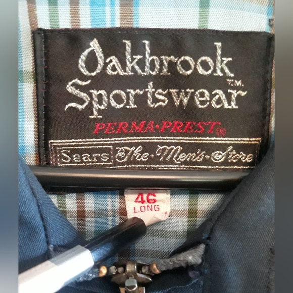 Vintage OAKBROOK SPORTSWEAR Navy Men's Zip Front Jacket 1960s SEARS Size 46 Long - Picture 3 of 9